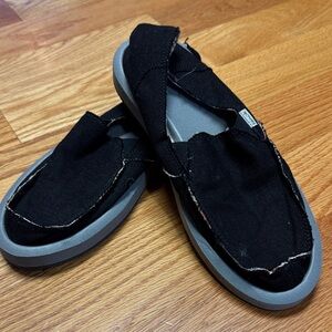 Sanuk Black Canvas Slip-Ons